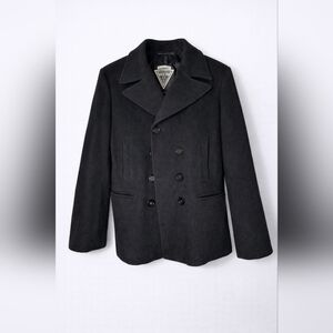 100% Wool Marvin Richards Women's Double Breasted Pea Coat
